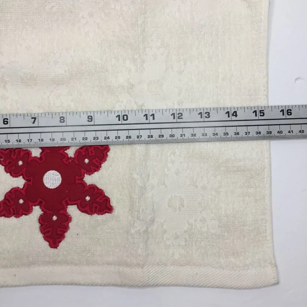 Christmas Towel Kitchen Bathroom Embroidered Snowflake Star Flower
